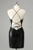 Load image into Gallery viewer, Stylish Glitter Black Sequins Tight Graduation Dress with Lace Up Back