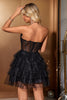 Load image into Gallery viewer, Sparkly Cute A Line Black Sweetheart Tiered Corset Graduation Dress