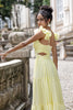 Load image into Gallery viewer, Simple Lemon Yellow A Line Pleated Wedding Party Guest Dress with Ruffles