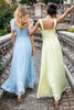 Load image into Gallery viewer, Lemon Yellow A Line Keyhole Long Bridesmaid Dress with Slit