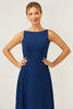 Load image into Gallery viewer, Navy Mermaid Backless Chiffon Long Bridesmaid Dress