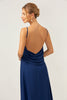 Load image into Gallery viewer, Navy Mermaid Backless Chiffon Long Bridesmaid Dress