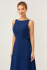 Load image into Gallery viewer, Navy Mermaid Backless Chiffon Long Bridesmaid Dress