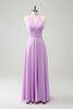 Load image into Gallery viewer, Purple A Line Halter Chiffon Long Backless Bridesmaid Dress