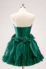 Load image into Gallery viewer, Fuchsia A Line Strapless Corset Short Graduation Dress With Bows