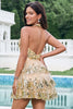 Load image into Gallery viewer, Sparkly Gold A Line Halter Tiered Backless Short Graduation Dress with Sequins