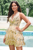 Load image into Gallery viewer, Sparkly Gold A Line Halter Tiered Backless Short Graduation Dress with Sequins