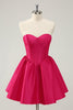 Load image into Gallery viewer, Fuchsia A Line Sweetheart Corset Satin Cute Graduation Dress