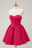 Load image into Gallery viewer, Fuchsia A Line Sweetheart Corset Satin Cute Graduation Dress