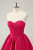 Load image into Gallery viewer, Fuchsia A Line Sweetheart Corset Satin Cute Graduation Dress