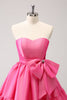 Load image into Gallery viewer, Fuchsia A-Line Strapless Ruffle Short Graduation Dress with Bow