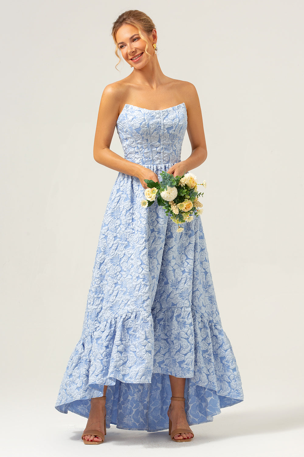 high low bridesmaid dresses uk A-line Elegant V-neck Short Sleeves Asymmetrical Chiffon Bridesmaid Dress With Pockets