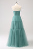 Load image into Gallery viewer, Eucalyptus Strapless Corset Tulle A-Line Bridesmaid Dress