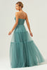 Load image into Gallery viewer, Eucalyptus Strapless Corset Tulle A-Line Bridesmaid Dress