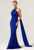 Load image into Gallery viewer, Glitter Blue Mermaid Halter Backless Long Bridesmaid Dress