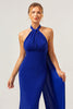 Load image into Gallery viewer, Glitter Blue Mermaid Halter Backless Long Bridesmaid Dress