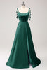 Load image into Gallery viewer, Blue A Line Spaghetti Straps Satin Long Prom Dress with Slit