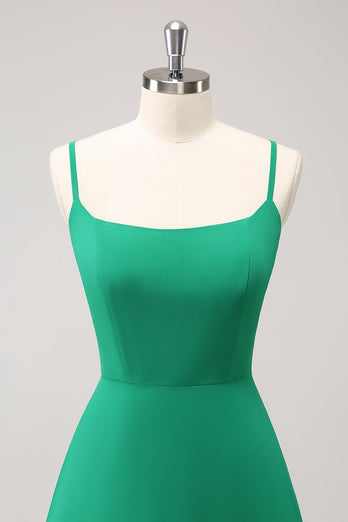 Elegant Green A Line Spaghetti Straps Bridesmaid Dress