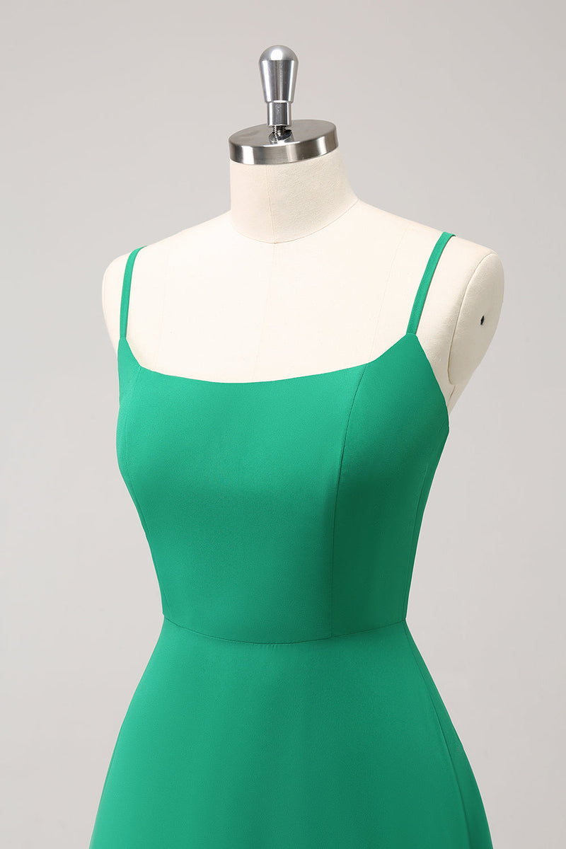 Load image into Gallery viewer, Elegant Green A Line Spaghetti Straps Bridesmaid Dress