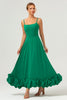 Load image into Gallery viewer, Elegant Green A Line Spaghetti Straps Chiffon Long Bridesmaid Dress