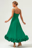 Load image into Gallery viewer, Elegant Green A Line Spaghetti Straps Chiffon Long Bridesmaid Dress