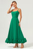 Load image into Gallery viewer, Elegant Green A Line Spaghetti Straps Chiffon Long Bridesmaid Dress