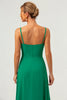 Load image into Gallery viewer, Elegant Green A Line Spaghetti Straps Chiffon Long Bridesmaid Dress