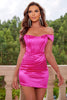 Load image into Gallery viewer, Chic Fuchsia Bodycon Off The Shoulder Short Graduation Dress