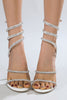 Load image into Gallery viewer, Sparkly Golden Beaded Stiletto High Heels Sandals
