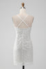 Load image into Gallery viewer, White Sequins Bodycon Short Graduation Dress with Criss Cross Back