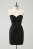 Load image into Gallery viewer, Sparkly Black Strapless Bodycon Mini Graduation Dress