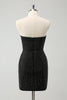 Load image into Gallery viewer, Sparkly Black Strapless Bodycon Mini Graduation Dress