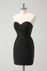 Load image into Gallery viewer, Sparkly Black Strapless Bodycon Mini Graduation Dress