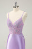 Load image into Gallery viewer, Sparkly Bodycon Lilac Spaghetti Straps Graduation Dress with Sequins