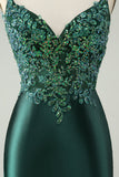 Glitter Dark Green Tight V Neck Short Graduation Dress with Sequins