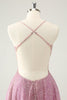 Load image into Gallery viewer, Dark Pink A Line Sparkly Beading Appliques Corset Short Graduation Dress