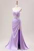 Load image into Gallery viewer, Stylish Sage Mermaid Pleated Sequin Corset Long Prom Dress With High Slit