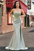 Load image into Gallery viewer, Stylish Sage Mermaid Pleated Sequin Corset Long Prom Dress With High Slit