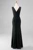Load image into Gallery viewer, Black Mermaid Cowl Neck Satin Long Bridesmaid Dress