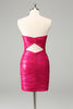 Load image into Gallery viewer, Fuchsia Bodycon Sweetheart Keyhole Short Graduation Dress