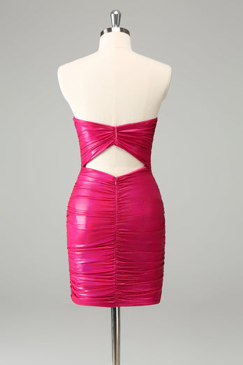 Fuchsia Bodycon Sweetheart Keyhole Short Graduation Dress