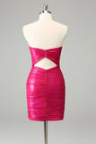 Fuchsia Bodycon Sweetheart Keyhole Short Graduation Dress