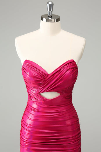 Fuchsia Bodycon Sweetheart Keyhole Short Graduation Dress