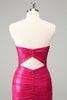 Load image into Gallery viewer, Fuchsia Bodycon Sweetheart Keyhole Short Graduation Dress