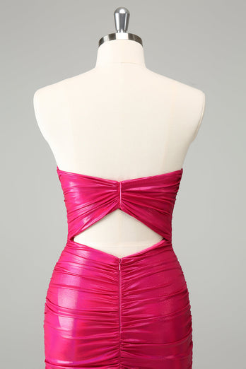 Fuchsia Bodycon Sweetheart Keyhole Short Graduation Dress