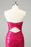 Fuchsia Bodycon Sweetheart Keyhole Short Graduation Dress