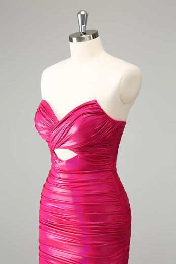 Fuchsia Bodycon Sweetheart Keyhole Short Graduation Dress