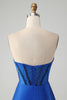 Load image into Gallery viewer, Sparkly Royal Blue Tight Strapless Short Graduation Dress with Beading