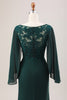 Load image into Gallery viewer, Glitter Dark Green Mermaid Chiffon Long Sleeves Mother of Bride Dress