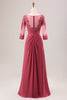 Load image into Gallery viewer, Terracotta A Line Scoop Neck Chiffon Mother of Bride Dress with Appliques